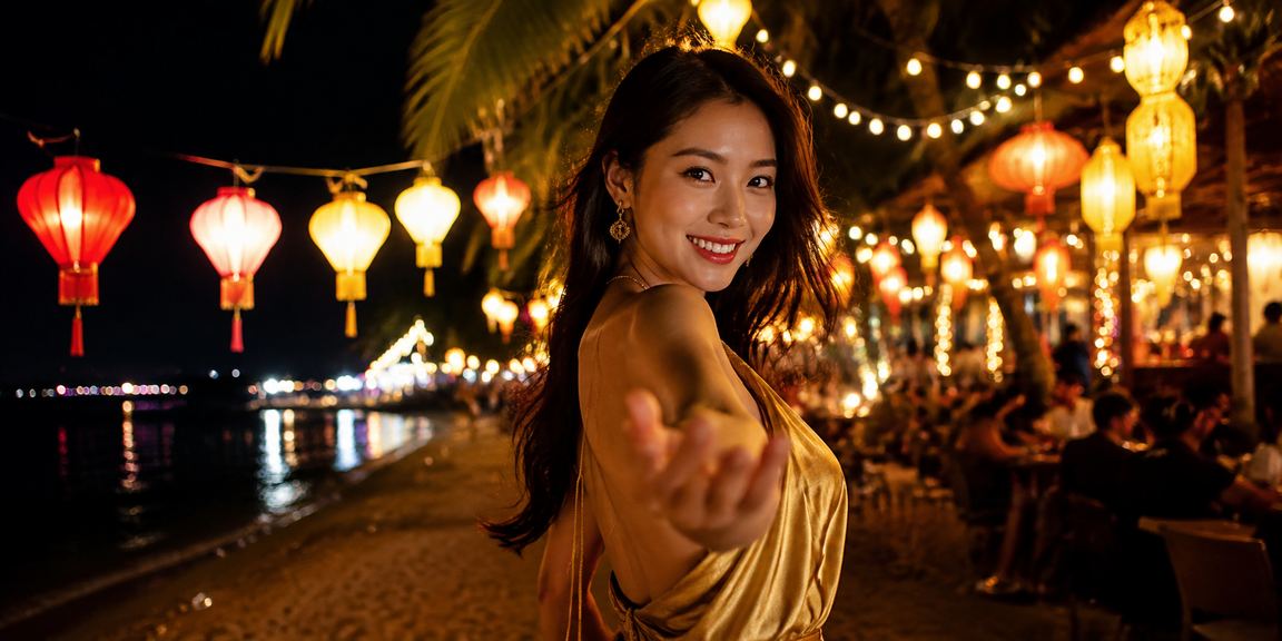 Không gian trò chơi casino tại Hội An với đèn lồng lung linh